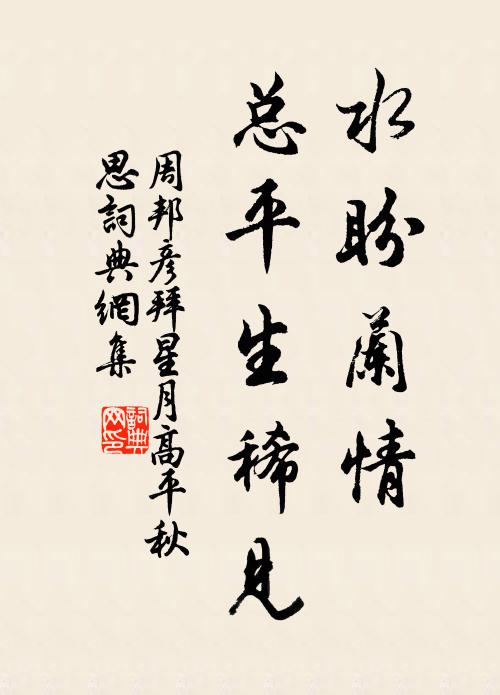 周邦彦水盼兰情,总平生稀见书法作品欣赏