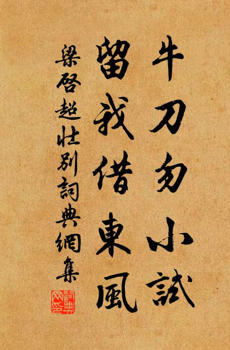 梁启超牛刀勿小试,留我借东风书法作品欣赏