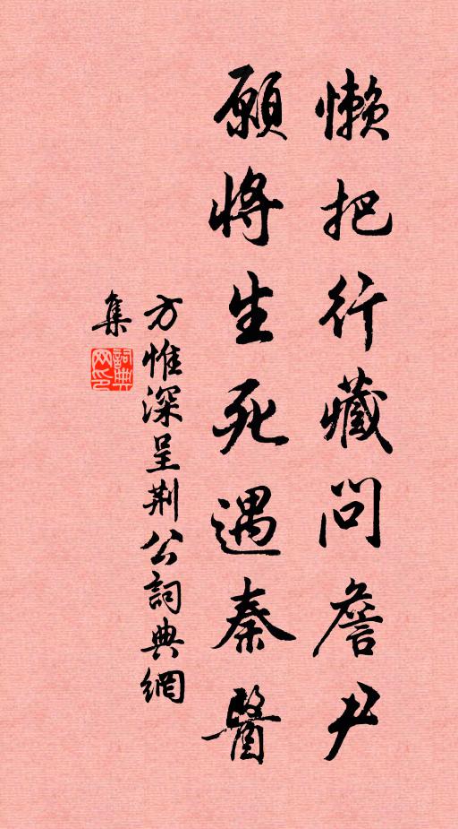 方惟深懒把行藏问詹尹,愿将生死遇秦医书法作品欣赏