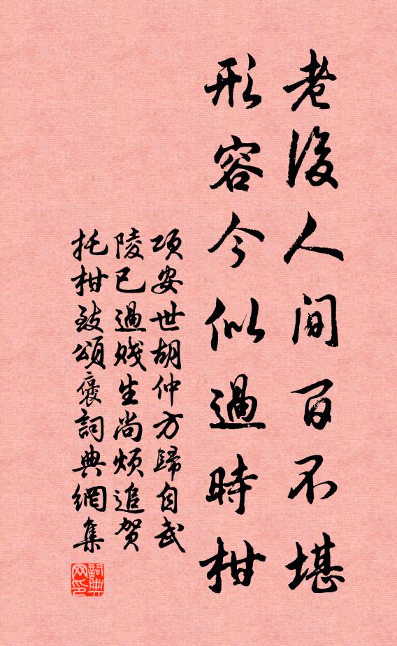 项安世老后人间百不堪,形容今似过时柑书法作品欣赏