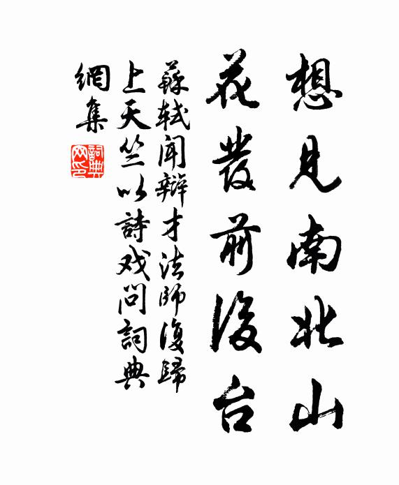 苏轼想见南北山,花发前后台书法作品欣赏