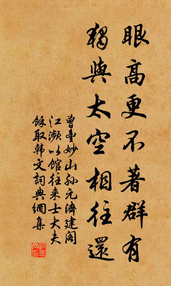 曾丰眼高更不著群有,独与太空相往还书法作品欣赏