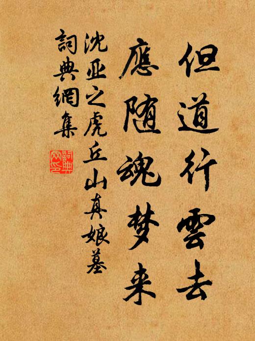 沈亚之但道行云去,应随魂梦来书法作品欣赏